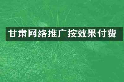 甘肃网络推广按效果付费