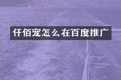 仟佰宠怎么在百度推广