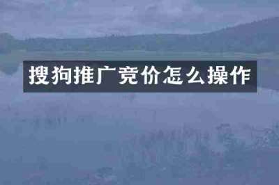 搜狗推广竞价怎么操作