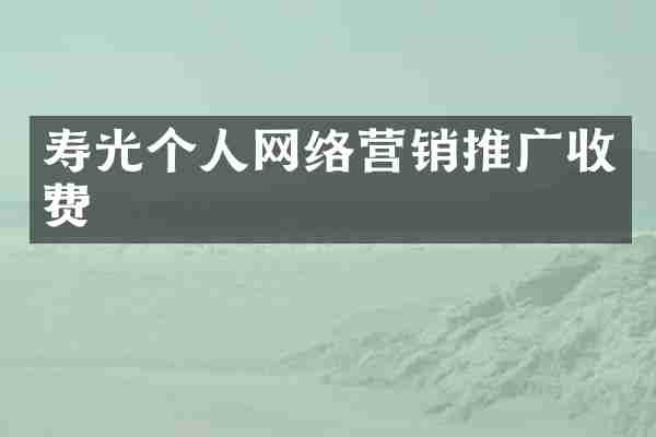 寿光个人网络营销推广收费
