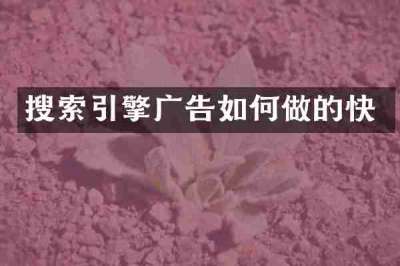 搜索引擎广告如何做的快