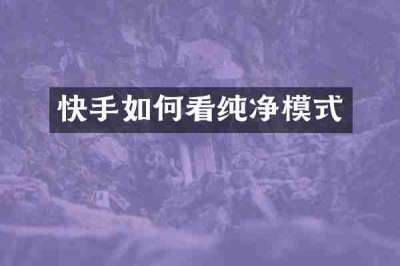 快手如何看纯净模式