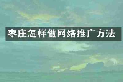 枣庄怎样做网络推广方法