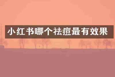 小红书哪个祛痘最有效果