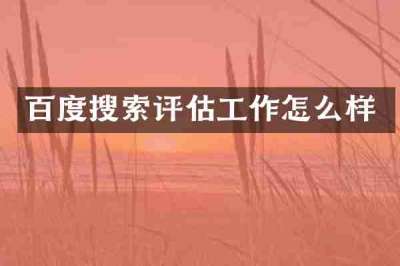 百度搜索评估工作怎么样