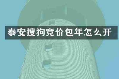 泰安搜狗竞价包年怎么开