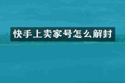 快手上卖家号怎么解封