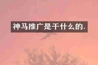神马推广是干什么的.