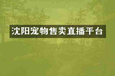 沈阳宠物售卖直播平台