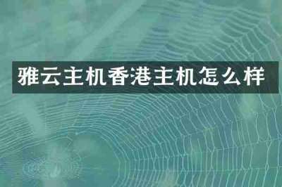 雅云主机香港主机怎么样