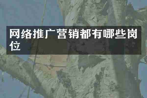 网络推广营销都有哪些岗位