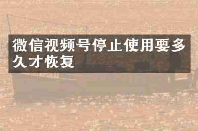 微信视频号停止使用要多久才恢复