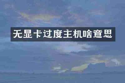 无显卡过度主机啥意思