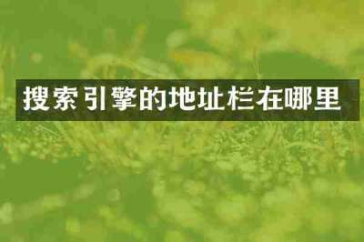 搜索引擎的地址栏在哪里