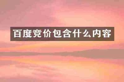 百度竞价包含什么内容