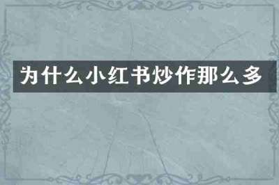 为什么小红书炒作那么多