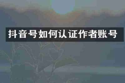 抖音号如何认证作者账号