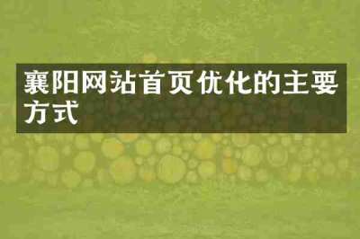 襄阳网站首页优化的主要方式