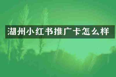 湖州小红书推广卡怎么样