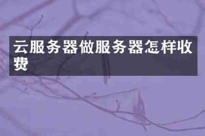 云服务器做服务器怎样收费