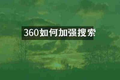 360如何加强搜索
