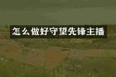 怎么做好守望先锋主播