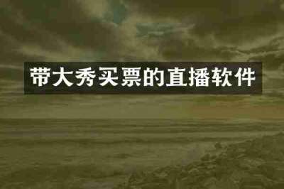 带大秀买票的直播软件