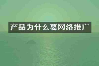 产品为什么要网络推广