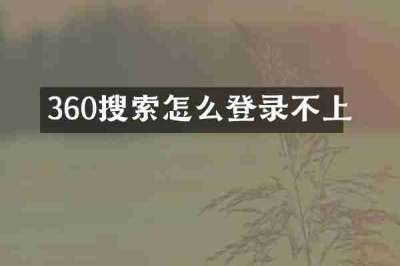 360搜索怎么登录不上