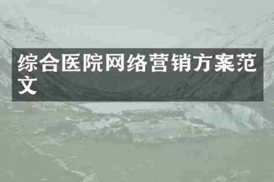 综合医院网络营销方案范文