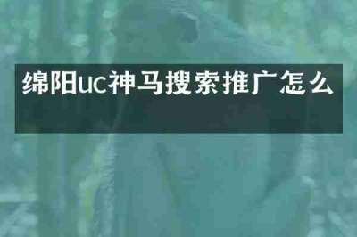 绵阳uc神马搜索推广怎么做