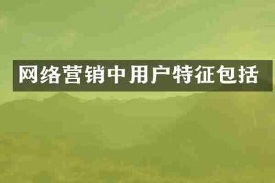 网络营销中用户特征包括