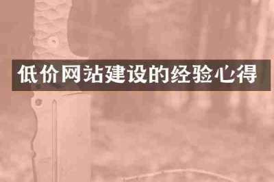 低价网站建设的经验心得