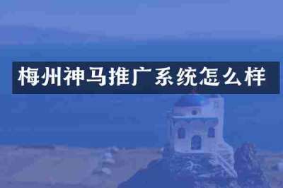 梅州神马推广系统怎么样