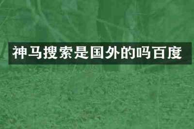 神马搜索是国外的吗百度