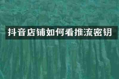 抖音店铺如何看推流密钥
