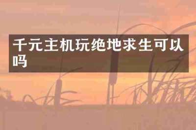 千元主机玩绝地求生可以吗