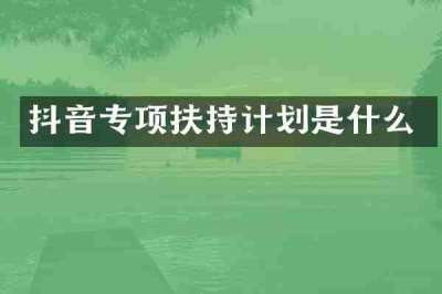 抖音专项扶持计划是什么