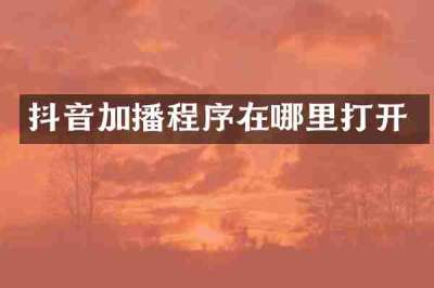 抖音加播程序在哪里打开