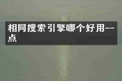 相同搜索引擎哪个好用一点
