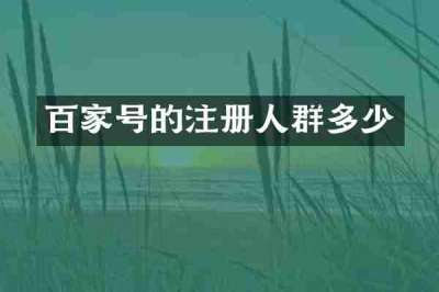 百家号的注册人群多少
