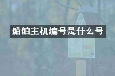 船舶主机编号是什么号