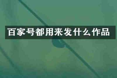 百家号都用来发什么作品