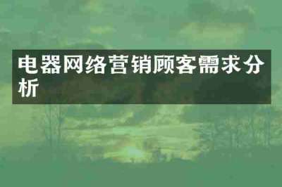 电器网络营销顾客需求分析