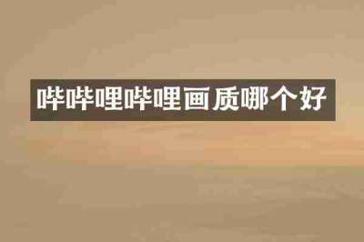 哔哔哩哔哩画质哪个好
