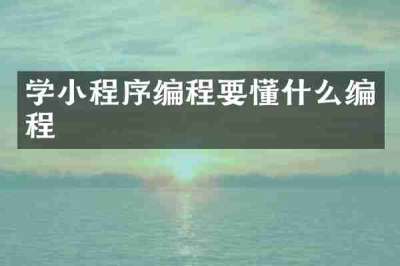 学小程序编程要懂什么编程