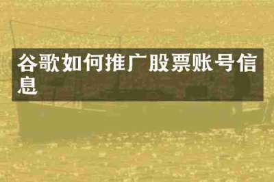 谷歌如何推广股票账号信息