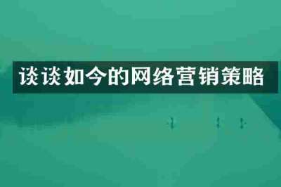 谈谈如今的网络营销策略