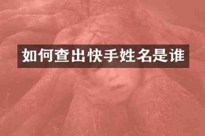 如何查出快手姓名是谁