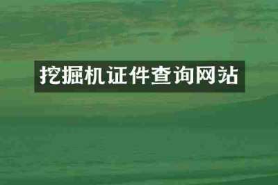 挖掘机证件查询网站